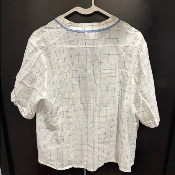 April Cornell Cardigan Medium White Blue Floral Embroidered Tie Front Cottage - Picture 5 of 6